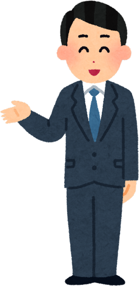 Illustration of a Man in a Suit Gesturing to the Side